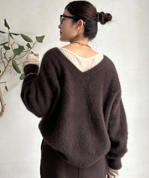 DouDou（ドゥドゥ）の「ファーカシミヤプルオーバー（ニット/セーター・レディース・モカ/ホワイト/ブラウン/ピンク・FREE）」の11枚目の写真