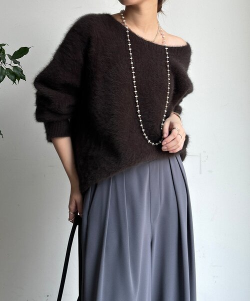 DouDou（ドゥドゥ）の「ファーカシミヤプルオーバー（ニット/セーター・レディース・モカ/ホワイト/ブラウン/ピンク・FREE）」の16枚目の写真