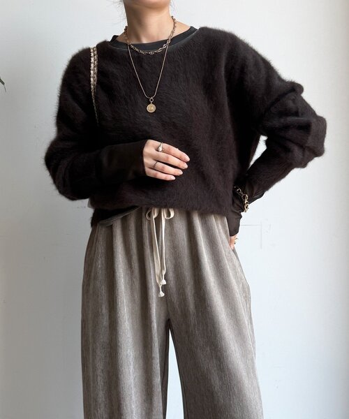 ほぼ未使用 ダーマコレクション カシミヤファー ニット セーター Vネック ファーカシミヤセーター ニット Vネック ほぼ未使用 ダーマ