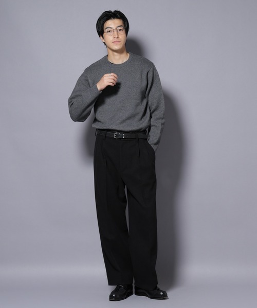 NANO universe（ナノユニバース）の「PBTストレッチクルーネックニット（ニット/セーター・メンズ・ネイビー/モカ/チャコール/ブラック・M/S/XL/L）」の20枚目の写真