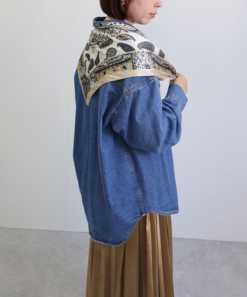 MIAN （ミアン）の「ペーズリーパターンマルチスカーフ（バンダナ/スカーフ・レディース・アイボリー/サックスブルー/オレンジ・FREE）」の7枚目の写真