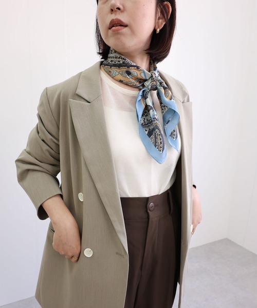 MIAN （ミアン）の「ペーズリーパターンマルチスカーフ（バンダナ/スカーフ・レディース・アイボリー/サックスブルー/オレンジ・FREE）」の12枚目の写真