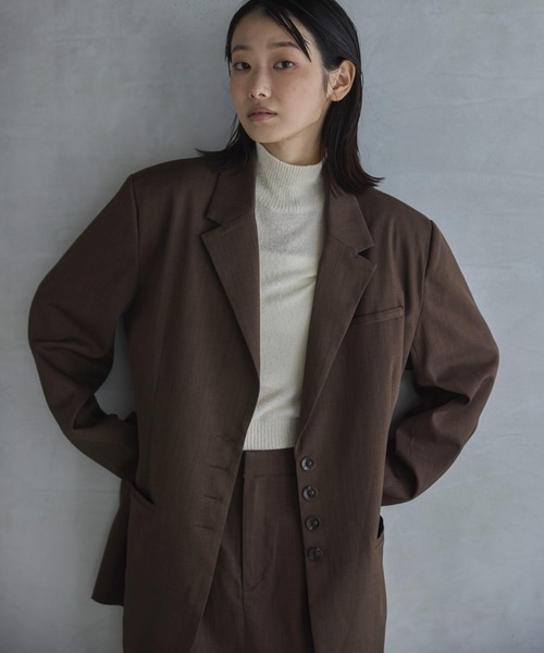 feepurテーラードオーバージャケット ブラウン セットアップ可】テーラードオーバージャケット（テーラードジャケット