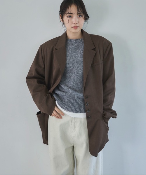 feepur（フェピュール）の「【セットアップ可】テーラードオーバージャケット（テーラードジャケット・レディース・ブラウン/チャコールグレー/ブラック/グレイッシュベージュ・MEDIUM）」の21枚目の写真