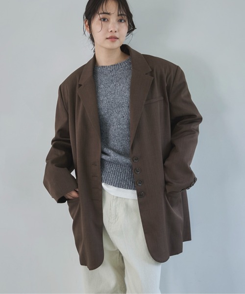 feepur（フェピュール）の「【セットアップ可】テーラードオーバージャケット（テーラードジャケット・レディース・ブラウン/チャコールグレー/ブラック/グレイッシュベージュ・MEDIUM）」の19枚目の写真