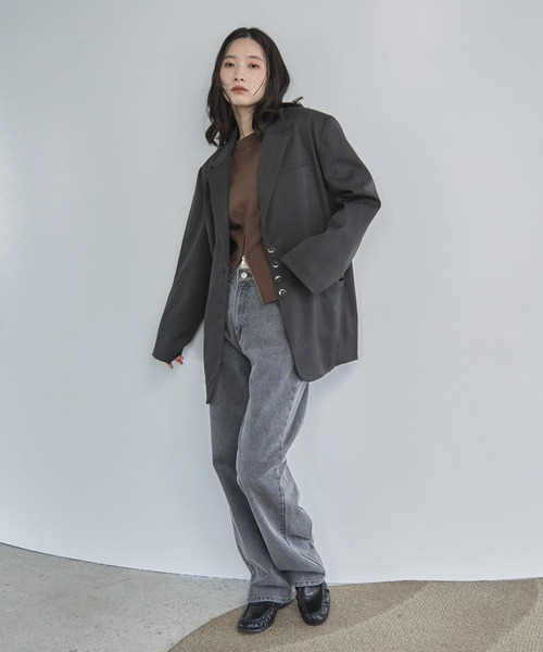 feepur（フェピュール）の「【セットアップ可】テーラードオーバージャケット（テーラードジャケット・レディース・ブラウン/チャコールグレー/ブラック/グレイッシュベージュ・MEDIUM）」の6枚目の写真