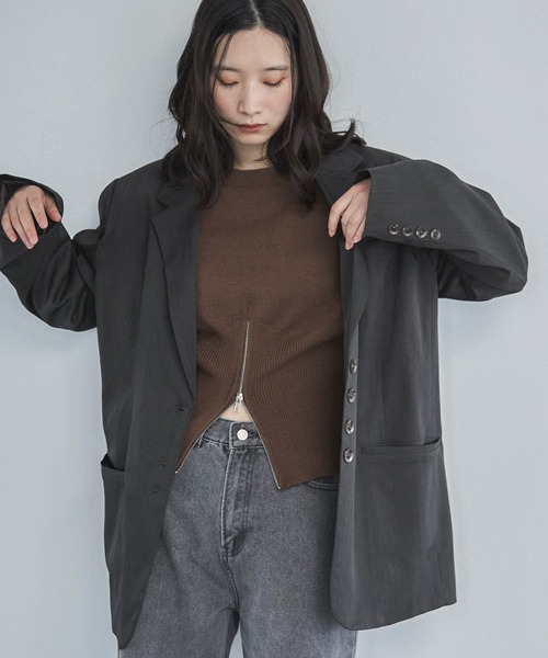 feepur（フェピュール）の「【セットアップ可】テーラードオーバージャケット（テーラードジャケット・レディース・ブラウン/チャコールグレー/ブラック/グレイッシュベージュ・MEDIUM）」の12枚目の写真