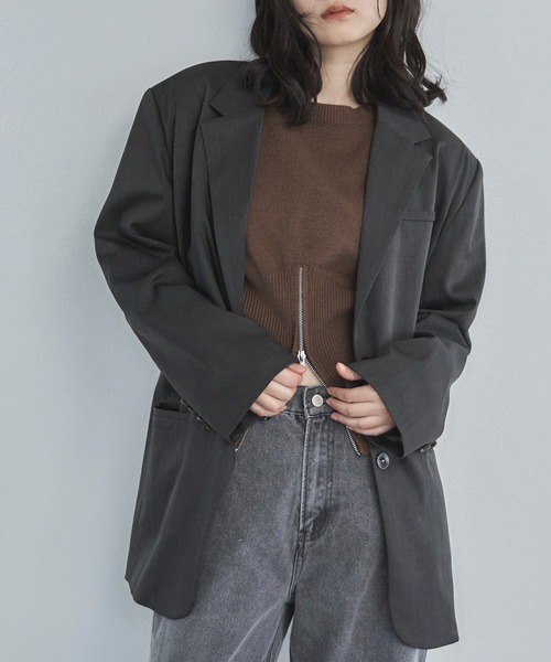 feepur（フェピュール）の「【セットアップ可】テーラードオーバージャケット（テーラードジャケット・レディース・ブラウン/チャコールグレー/ブラック/グレイッシュベージュ・MEDIUM）」の11枚目の写真