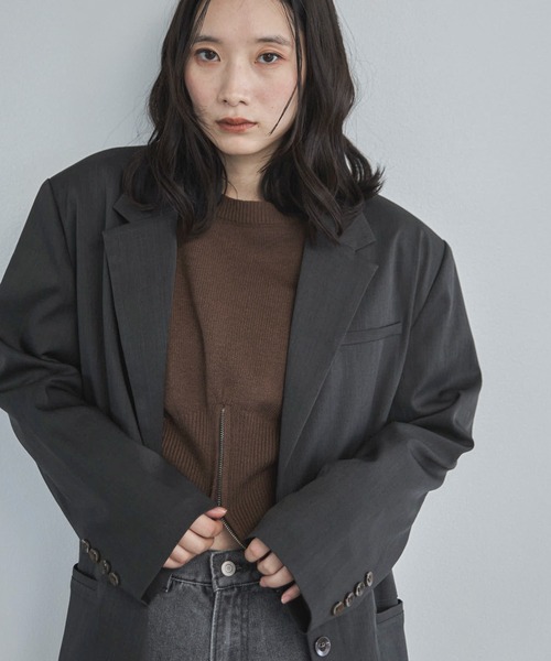 feepur（フェピュール）の「【セットアップ可】テーラードオーバージャケット（テーラードジャケット・レディース・ブラウン/チャコールグレー/ブラック/グレイッシュベージュ・MEDIUM）」の13枚目の写真