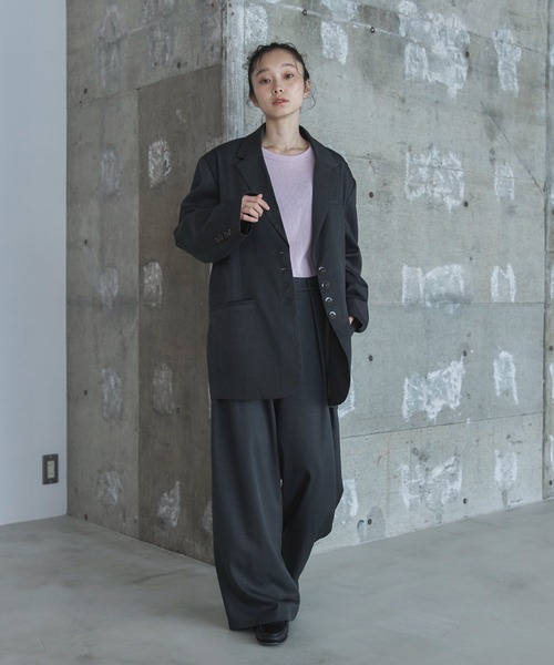 feepurテーラードオーバージャケット ブラウン feepur ジャケット テーラードジャケット ウール混テーラード