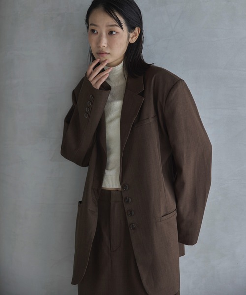feepurテーラードオーバージャケット ブラウン セットアップ可】テーラードオーバージャケット（テーラード