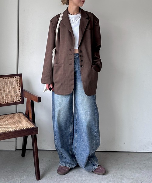 feepurテーラードオーバージャケット ブラウン セットアップ可】テーラードオーバージャケット（テーラード