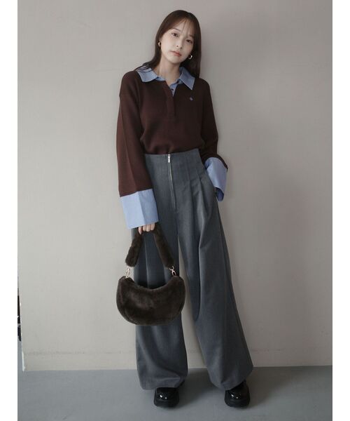 LAGUNAMOON（ラグナムーン）の「【REVIVAL】2タックワイドパンツ（その他パンツ・レディース・モカ/チャコールグレー・SMALL/MEDIUM）」の2枚目の写真