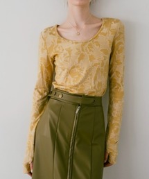 sahara | Leaf Emboss Long Sleeve Top/リーフエンボスロングスリーブトップ(Tシャツ/カットソー)
