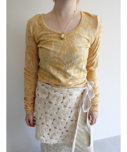 sahara（サハラ）の「Leaf Emboss Long Sleeve Top/リーフエンボスロングスリーブトップ（Tシャツ/カットソー・レディース・アイボリー/ブラック/イエロー・FREE）」の9枚目の写真