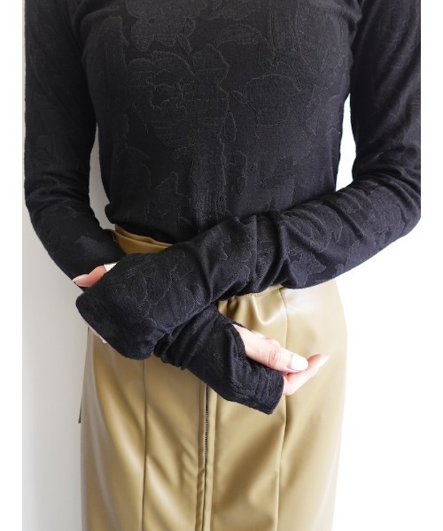 sahara（サハラ）の「Leaf Emboss Long Sleeve Top/リーフエンボスロングスリーブトップ（Tシャツ/カットソー・レディース・アイボリー/ブラック/イエロー・FREE）」の21枚目の写真