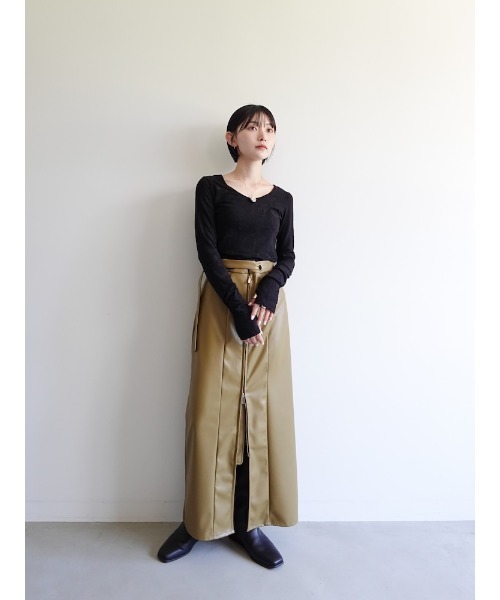 sahara（サハラ）の「Leaf Emboss Long Sleeve Top/リーフエンボスロングスリーブトップ（Tシャツ/カットソー・レディース・アイボリー/ブラック/イエロー・FREE）」の20枚目の写真