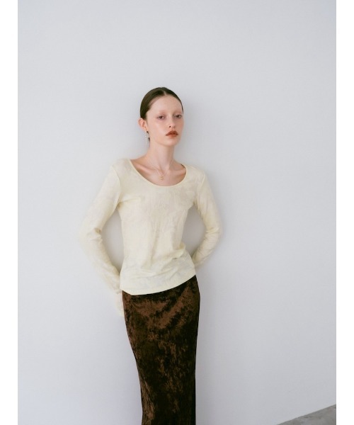 sahara（サハラ）の「Leaf Emboss Long Sleeve Top/リーフエンボスロングスリーブトップ（Tシャツ/カットソー・レディース・アイボリー/ブラック/イエロー・FREE）」の13枚目の写真