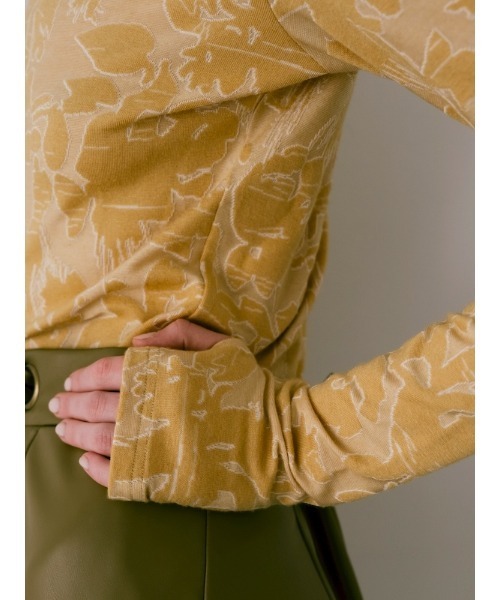 sahara（サハラ）の「Leaf Emboss Long Sleeve Top/リーフエンボスロングスリーブトップ（Tシャツ/カットソー・レディース・アイボリー/ブラック/イエロー・FREE）」の7枚目の写真