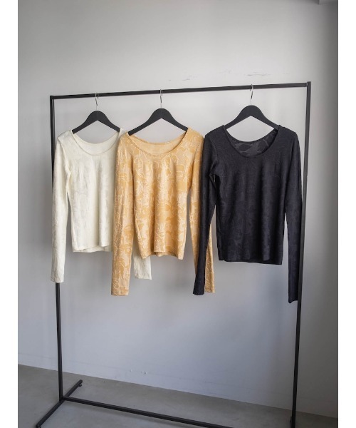 sahara（サハラ）の「Leaf Emboss Long Sleeve Top/リーフエンボスロングスリーブトップ（Tシャツ/カットソー・レディース・アイボリー/ブラック/イエロー・FREE）」の22枚目の写真