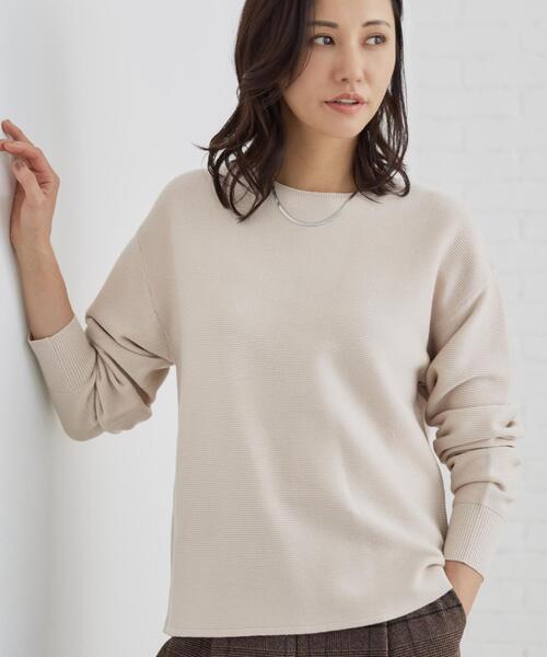 THE SHOP TK （ザ ショップ ティーケー ）の「【S-XLサイズ/選べる7色】どこから見ても美しい ガーターニット/毛玉になりにくい/洗濯機OK（ニット/セーター・レディース・ライトブルー/ブルーグリーン/スミクロ/ナチュラル/パープル系/ダークブラウン系8/ワインレッド・11/12/13/14）」の3枚目の写真