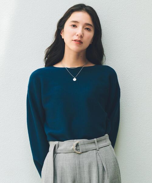 THE SHOP TK （ザ ショップ ティーケー ）の「【S-XLサイズ/選べる7色】どこから見ても美しい ガーターニット/毛玉になりにくい/洗濯機OK（ニット/セーター・レディース・ライトブルー/ブルーグリーン/スミクロ/ナチュラル/パープル系/ダークブラウン系8/ワインレッド・11/12/13/14）」の5枚目の写真