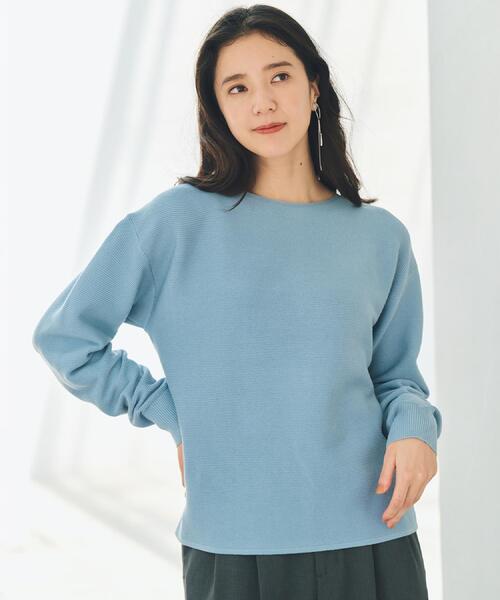 THE SHOP TK （ザ ショップ ティーケー ）の「【S-XLサイズ/選べる7色】どこから見ても美しい ガーターニット/毛玉になりにくい/洗濯機OK（ニット/セーター・レディース・ライトブルー/ブルーグリーン/スミクロ/ナチュラル/パープル系/ダークブラウン系8/ワインレッド・11/12/13/14）」の4枚目の写真