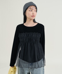 FREAK'S STORE（フリークスストア）の「ベロア ドッキングチュール 長袖Tシャツ/ドッキング ベロアロンT（Tシャツ/カットソー）」