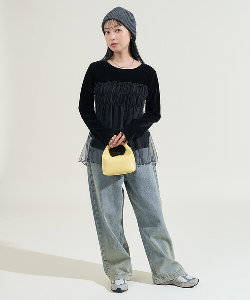 FREAK'S STORE(フリークスストア)の「ベロア ドッキングチュール ロンT/ドッキング ベロアロンT(Tシャツ/カットソー・レディース・ブラック/ワイン/ベージュ/ネイビー・フリ-)」の8枚目の写真