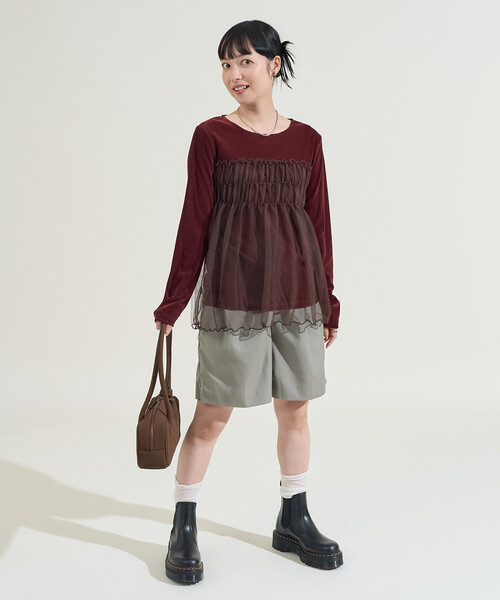 FREAK'S STORE(フリークスストア)の「ベロア ドッキングチュール ロンT/ドッキング ベロアロンT(Tシャツ/カットソー・レディース・ブラック/ワイン/ベージュ/ネイビー・フリ-)」の12枚目の写真