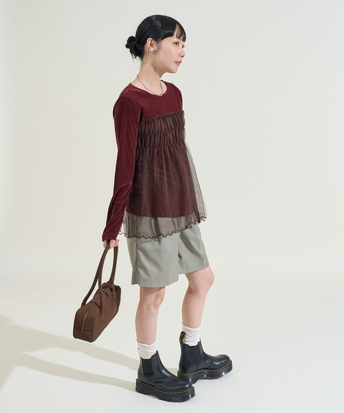 FREAK'S STORE(フリークスストア)の「ベロア ドッキングチュール ロンT/ドッキング ベロアロンT(Tシャツ/カットソー・レディース・ブラック/ワイン/ベージュ/ネイビー・フリ-)」の13枚目の写真