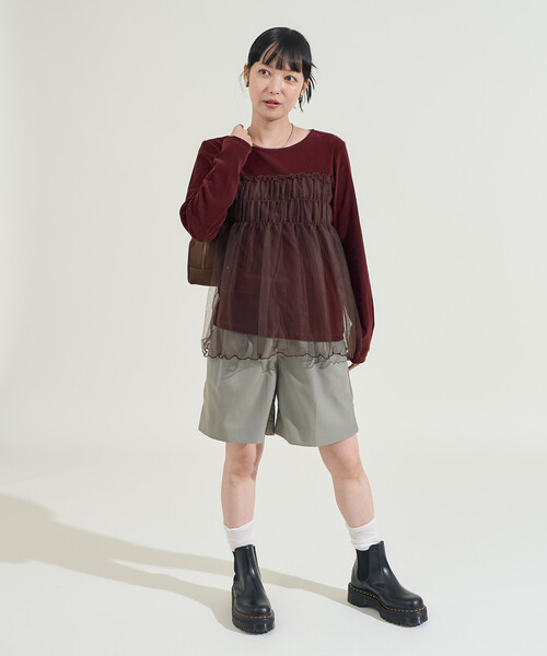 FREAK'S STORE(フリークスストア)の「ベロア ドッキングチュール ロンT/ドッキング ベロアロンT(Tシャツ/カットソー・レディース・ブラック/ワイン/ベージュ/ネイビー・フリ-)」の16枚目の写真
