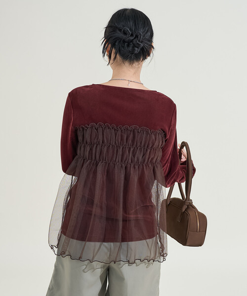 アンプレガント フリル付きベロアロンT Frill pants | anplegant