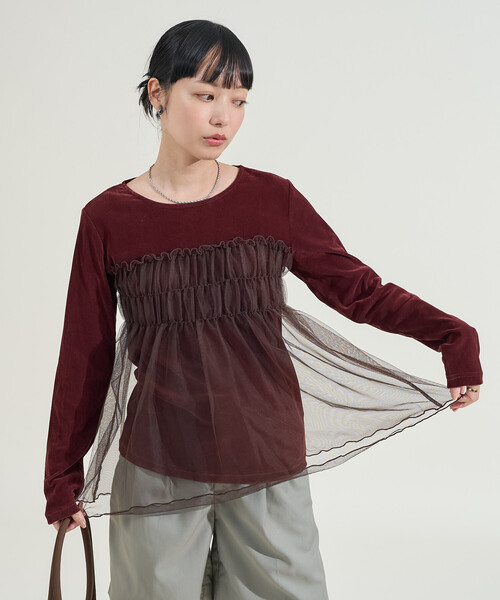 FREAK'S STORE(フリークスストア)の「ベロア ドッキングチュール ロンT/ドッキング ベロアロンT(Tシャツ/カットソー・レディース・ブラック/ワイン/ベージュ/ネイビー・フリ-)」の20枚目の写真