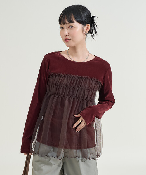 FREAK'S STORE(フリークスストア)の「ベロア ドッキングチュール ロンT/ドッキング ベロアロンT(Tシャツ/カットソー・レディース・ブラック/ワイン/ベージュ/ネイビー・フリ-)」の21枚目の写真