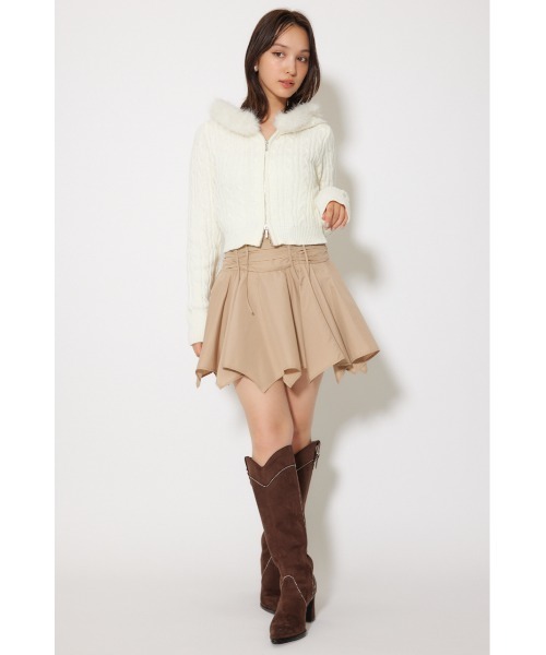rienda(リエンダ)の「フードフェイクファーケーブルニットカーディガン 秋服 冬服(カーディガン/ボレロ・レディース・ホワイト/ライトブルー/ブラック・FREE)」の7枚目の写真