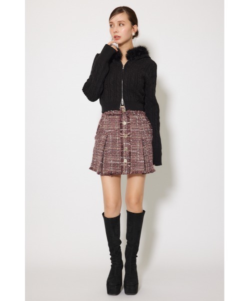 rienda(リエンダ)の「フードフェイクファーケーブルニットカーディガン 秋服 冬服(カーディガン/ボレロ・レディース・ホワイト/ライトブルー/ブラック・FREE)」の18枚目の写真