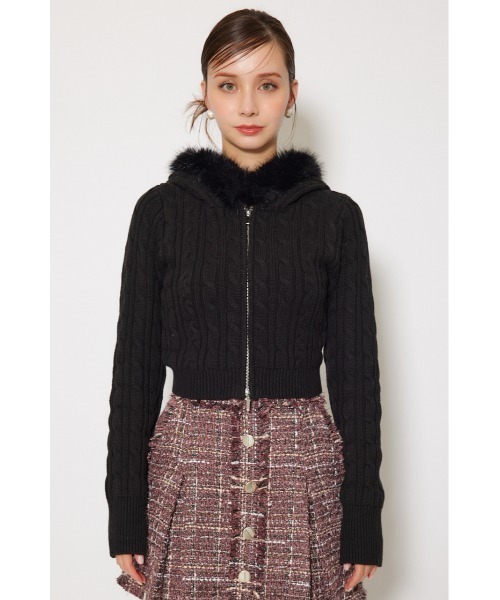 rienda(リエンダ)の「フードフェイクファーケーブルニットカーディガン 秋服 冬服(カーディガン/ボレロ・レディース・ホワイト/ライトブルー/ブラック・FREE)」の20枚目の写真