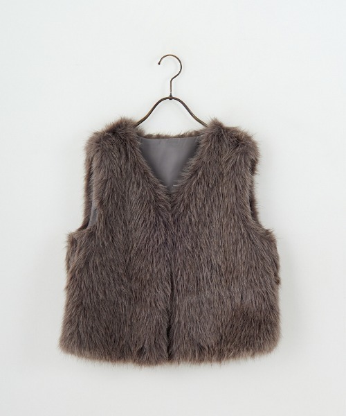JEANS FACTORY Clothes（ジーンズファクトリークローズ）の「[Jeans Factory Clothes/ジーンズファクトリークローズ] ショート丈 ラメファーベスト（ベスト・レディース・チャコールグレー/ベージュ・F）」の12枚目の写真