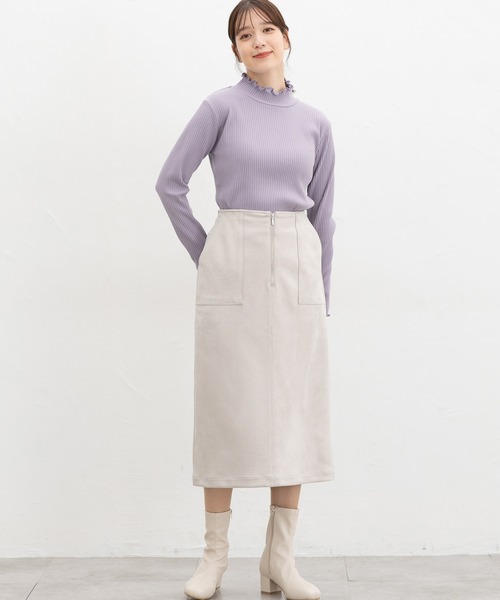 Honeys（ハニーズ）の「【ハニぽか】あったかメローハイネック（Tシャツ/カットソー・レディース・ピンク/オフホワイト/ラベンダー/ブラック/グレイッシュベージュ/アイボリー/ブラウン/グレイッシュブルー/イエロー・LL/L/S/M）」の17枚目の写真