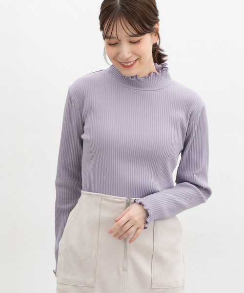 Honeys（ハニーズ）の「【ハニぽか】あったかメローハイネック（Tシャツ/カットソー・レディース・ピンク/オフホワイト/ラベンダー/ブラック/グレイッシュベージュ/アイボリー/ブラウン/グレイッシュブルー/イエロー・LL/L/S/M）」の18枚目の写真