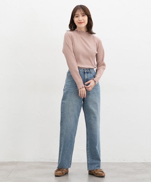 Honeys（ハニーズ）の「【ハニぽか】あったかメローハイネック（Tシャツ/カットソー・レディース・ピンク/オフホワイト/ラベンダー/ブラック/グレイッシュベージュ/アイボリー/ブラウン/グレイッシュブルー/イエロー・LL/L/S/M）」の19枚目の写真