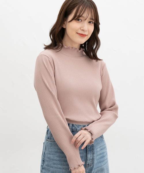 Honeys（ハニーズ）の「【ハニぽか】あったかメローハイネック（Tシャツ/カットソー・レディース・ピンク/オフホワイト/ラベンダー/ブラック/グレイッシュベージュ/アイボリー/ブラウン/グレイッシュブルー/イエロー・LL/L/S/M）」の21枚目の写真