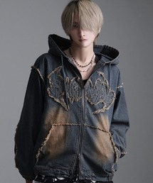 SILVER BULLET（シルバーバレット）の「『SILVER BULLET SELECT AP/シルバーバレットセレクト』トライバルデニムフリンジジップパーカー（パーカー・メンズ）」