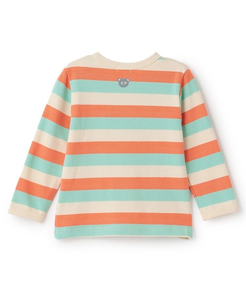 KP BOY（ケーピーボーイ）の「クマ編モチーフ マルチボーダー長袖Tシャツ（Tシャツ/カットソー・キッズ・オレンジ/ベージュ・100cm/110cm/80ｃｍ/90cm）」の9枚目の写真