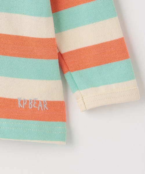 KP BOY（ケーピーボーイ）の「クマ編モチーフ マルチボーダー長袖Tシャツ（Tシャツ/カットソー・キッズ・オレンジ/ベージュ・100cm/110cm/80ｃｍ/90cm）」の12枚目の写真