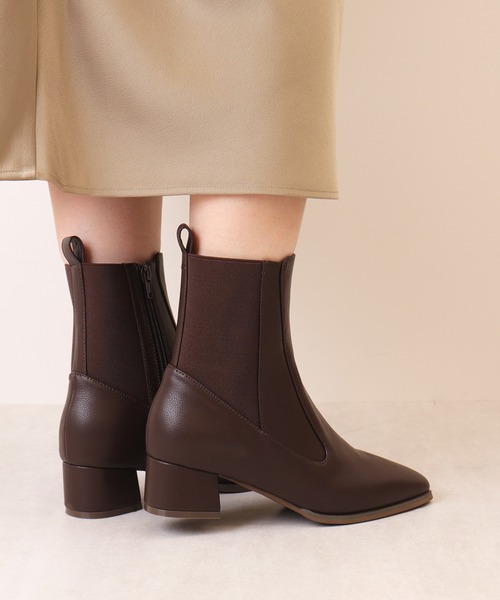 セール】スクエアトゥ サイドゴアショートブーツ（ブーツ）｜artemis