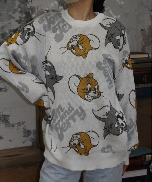 Tom&Jerry(トムアンドジェリー)の「【TOM & JERRY/トムとジェリー】ジャガードクルーネックニット(ニット/セーター・レディース・ベージュ/ワインレッド/オフホワイト/ブルー・MEDIUM/LARGE)」の8枚目の写真