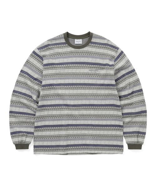 thisisneverthat(ディスイズネバーザット)の「Pattern Striped L/S Tee(Tシャツ/カットソー・メンズ・アイボリー/カーキ・L/M/S/XL)」の2枚目の写真