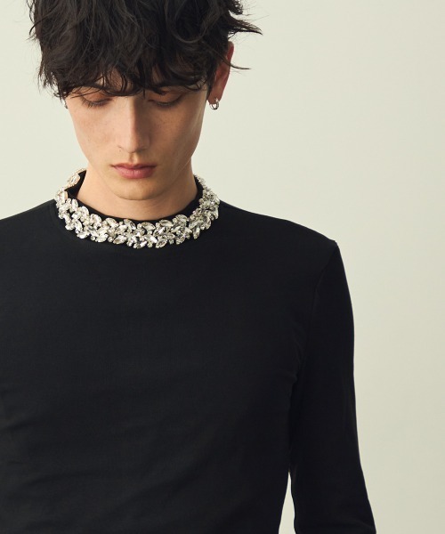 Shoowtime(ショウタイム)の「Jeweled neck mock neck top / ネックビジューモックネックカットソー(Tシャツ/カットソー・メンズ・ブラック・LARGE/MEDIUM/X-LARGE)」の7枚目の写真